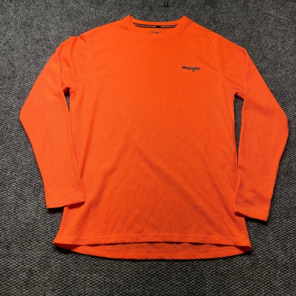 WRANGLER Workwear Men's Thermal Top Midweight Performance Waffle Knit. L Orange